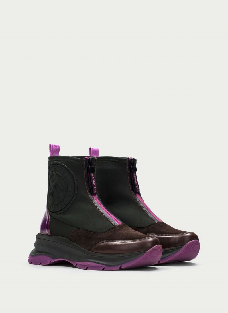 Hispanitas Alaska Női Bokacsizma Sport Zöld Barna Lila | PGU3888NX