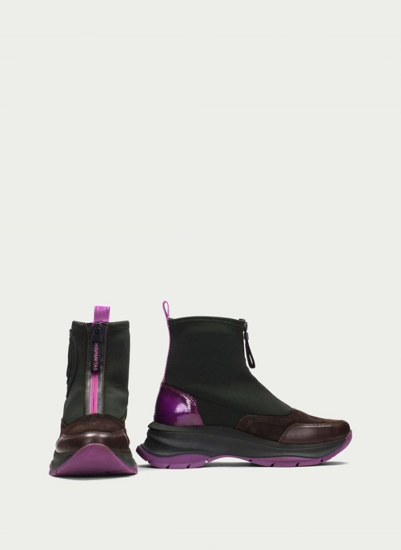 Hispanitas Alaska Női Bokacsizma Sport Zöld Barna Lila | PGU3888NX