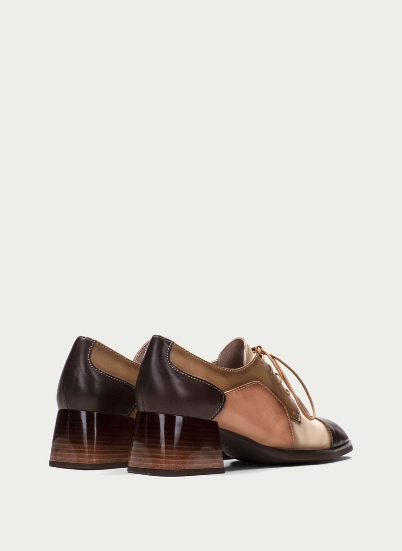 Hispanitas Charlize Női Derby Cipő Barna Fehér | UHU8065IP