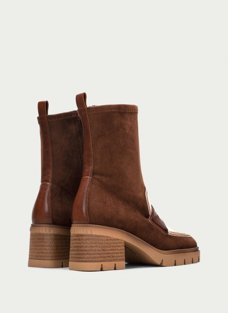 Hispanitas Everest Női Bokacsizma Sötétbarna Fehér | OXE9877WG