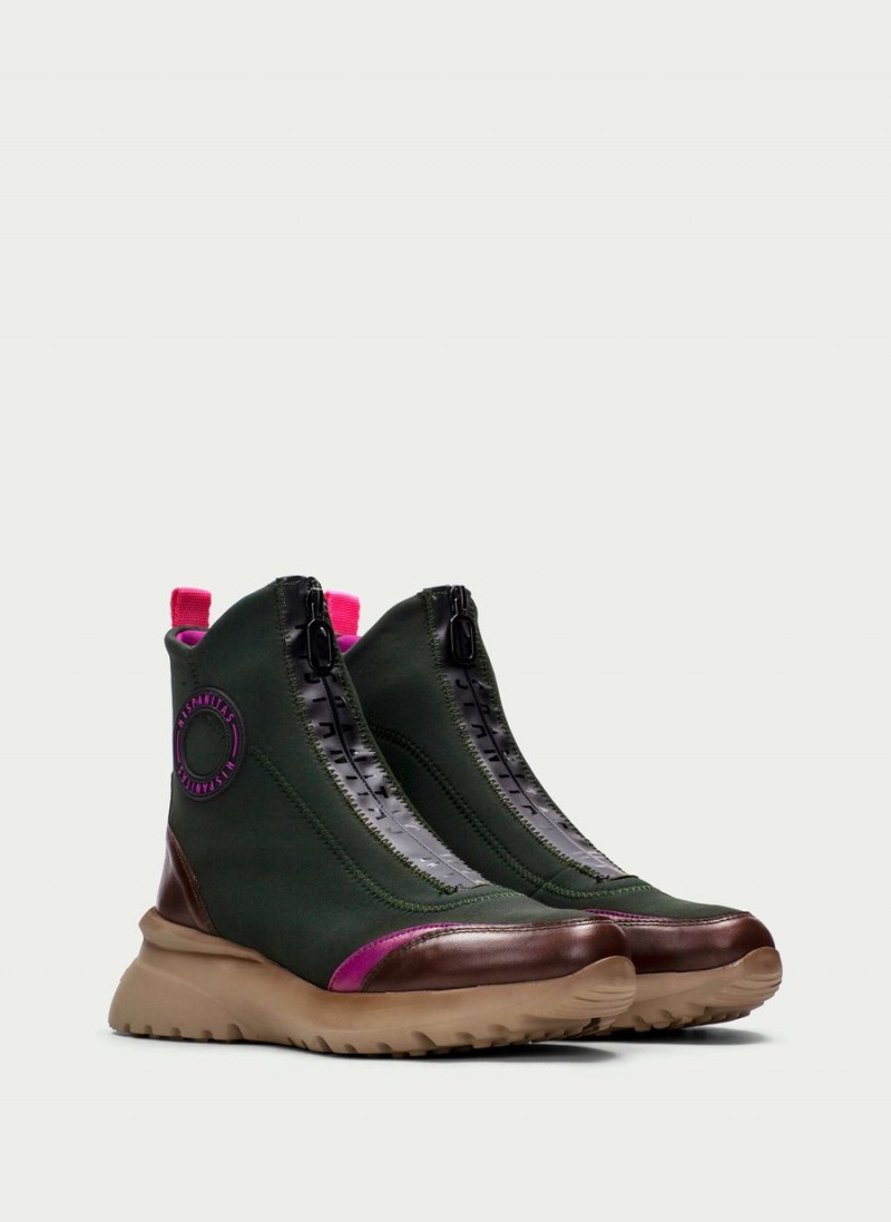 Hispanitas Polinesia Női Bokacsizma Sport Barna Zöld | TRT8060ZP