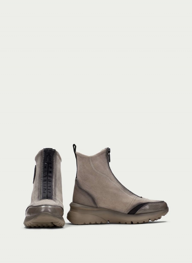 Hispanitas Polinesia Női Bokacsizma Sport Szürke Barna Fehér | QKE2536IO