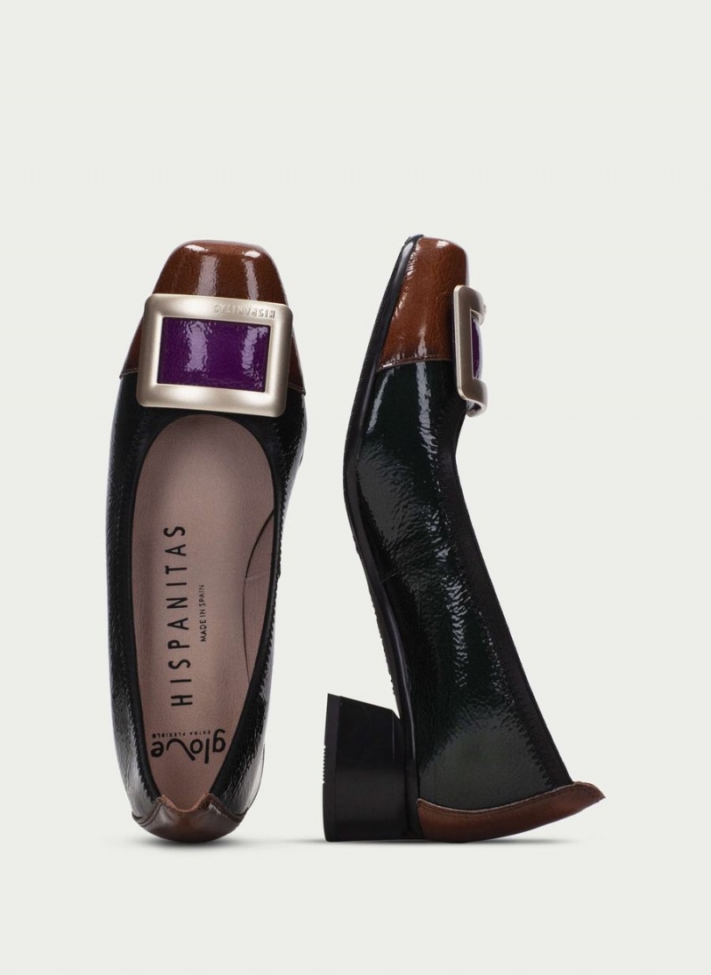 Hispanitas Salma Női Balerina Cipő Zöld Barna Lila | DRD6549ER